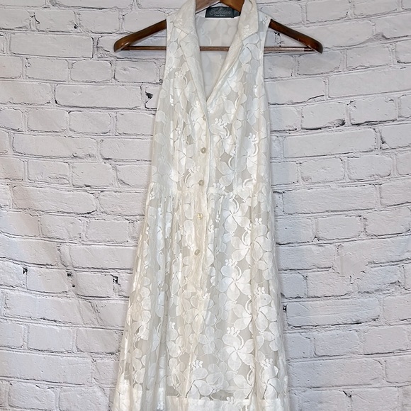 Costa Blanca Collection White Lace Sleeveless Dress Size Small - Picture 1 of 11